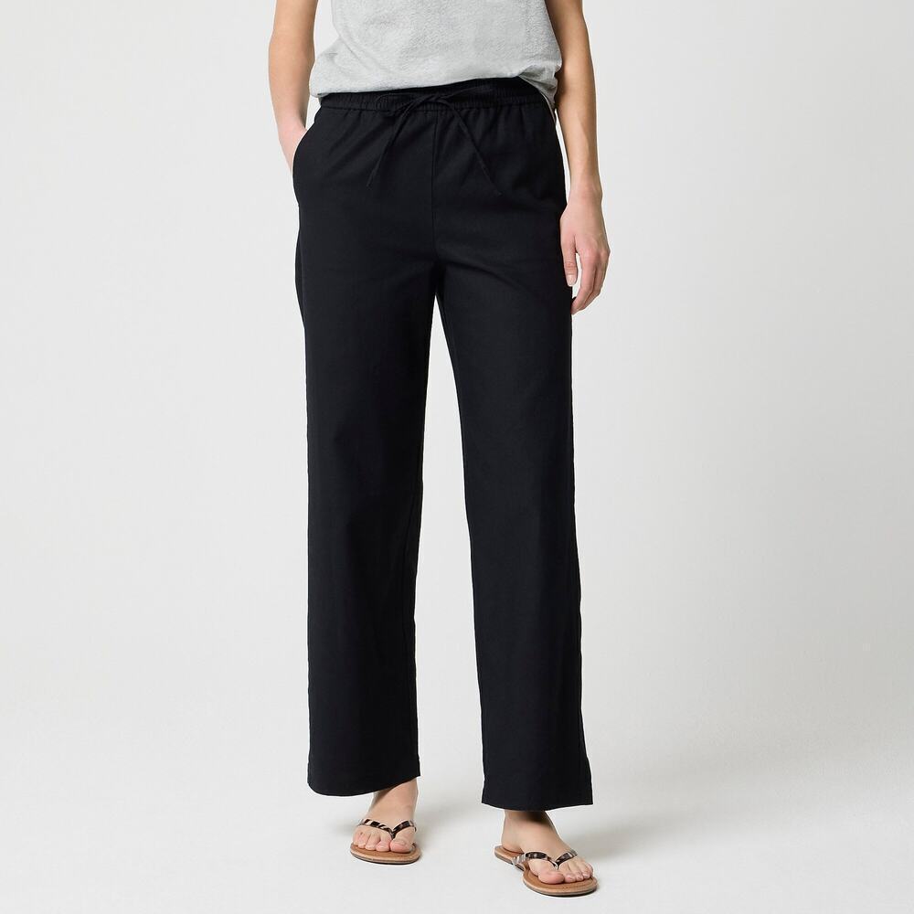 J.Crew Factory Linen blend slim wide leg drawstring pant Plus Size 20 NWT Black